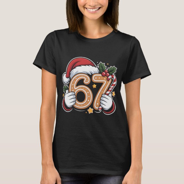 Funny 67th Birthday Christmas Gingerbread T-Shirt, T Shirt (Framsida)
