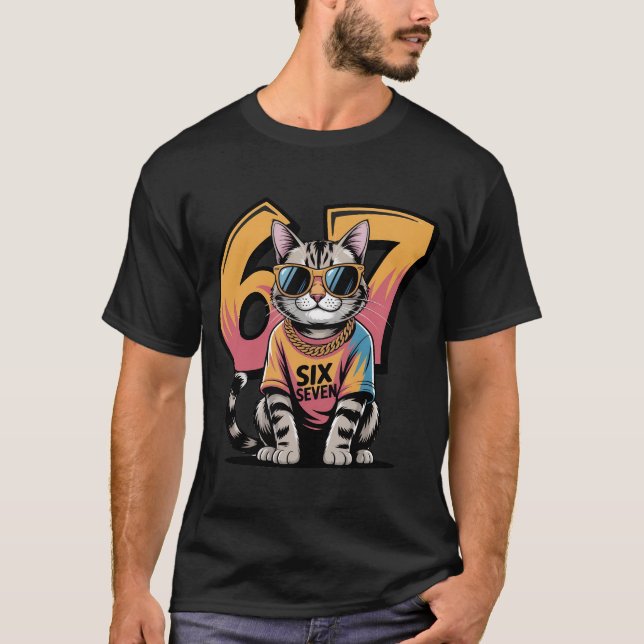 Funny 67th Birthday Cool Cat T-Shirt | Retro Hip H (Framsida)