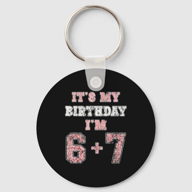 Funny 6 7 13th Birthday Six Seven Teenager 13 Year Nyckelring (Framsida)
