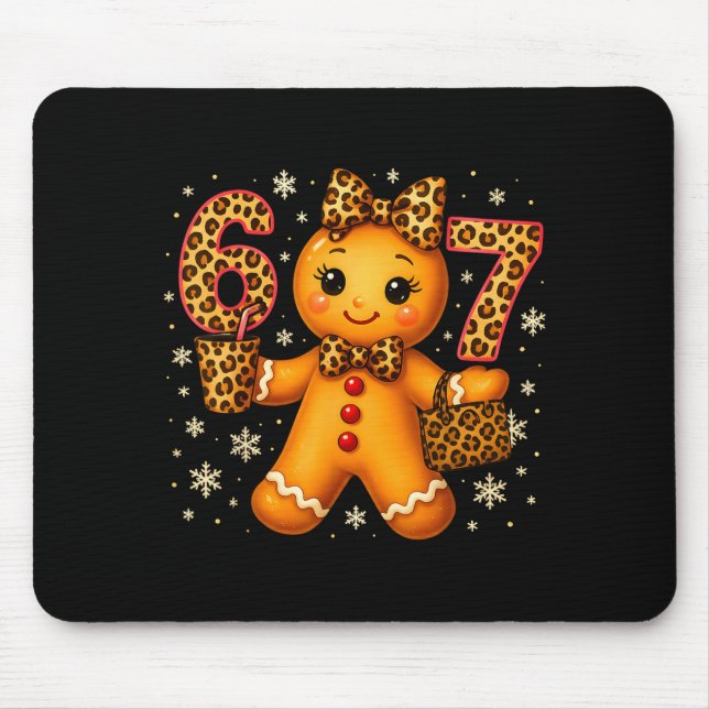 Funny 6 7 Christmas Leopard Bow Gingerbread Girls  Musmatta (Framsidan)