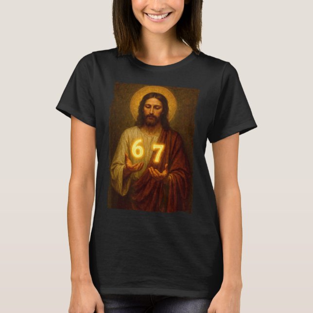 Funny 6 7 Jesus. Absurd Six Seven Meme, Weird Teen T Shirt (Framsida)