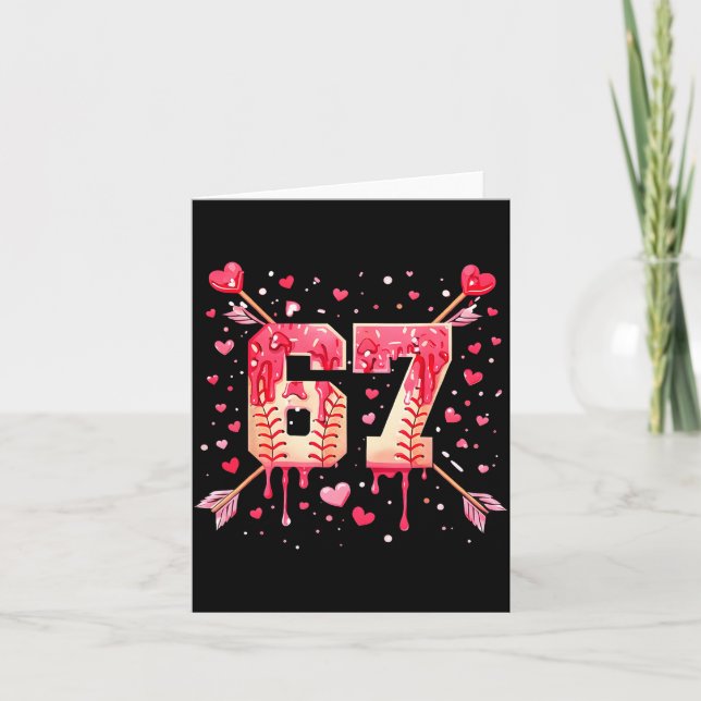 Funny 6 7 Melting Number Arrow Baseball Drip Valen Kort (Framsida)