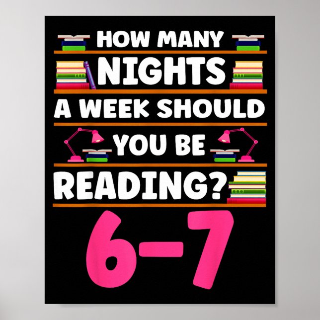 Funny 6 7 Meme Book Lover Teachers Bookish Men Wom Poster (Framsidan)