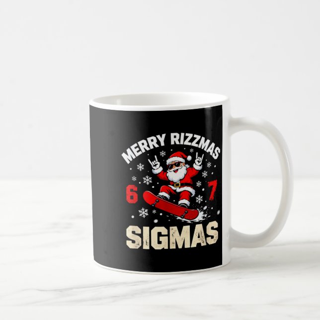 Funny 6-7 Meme Christmas Nice Naughty 67 Slang Tre Kaffemugg (Höger)