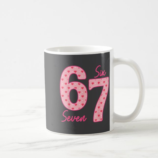 Funny 6 7 Meme Heart Gen Alpha Six Seven 67 Valent Kaffemugg (Höger)