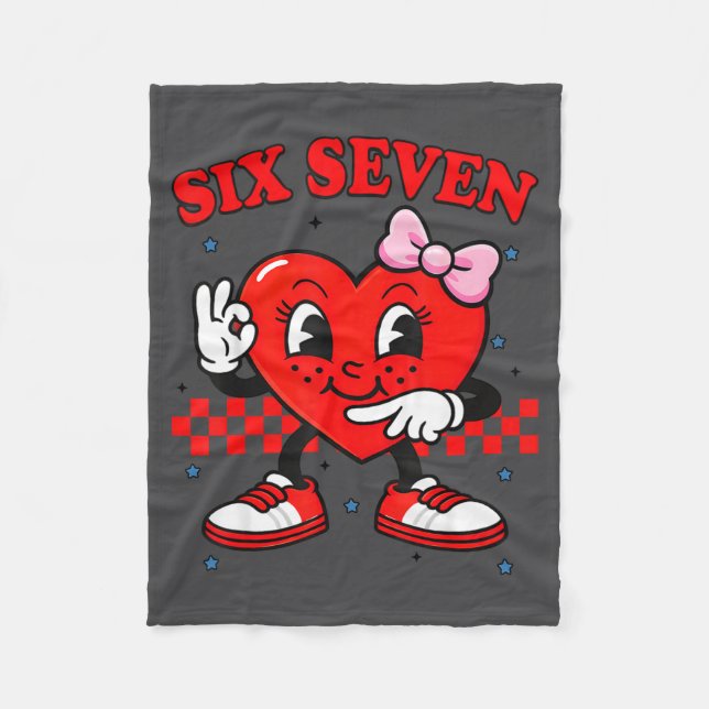 Funny 6 7 Meme Heart Six Seven 67 Valentine Couple Fleecefilt (Framsidan)