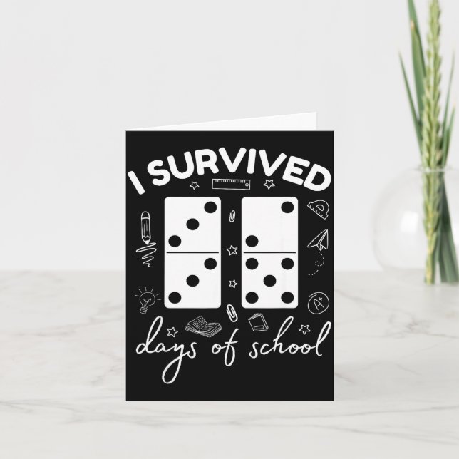 Funny 6 7 Meme I Survived 67 Days Of School Domino Kort (Framsida)
