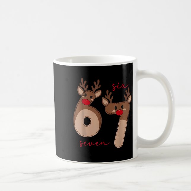 Funny 6 7 Six Seven Meme Christmas Reindeer Gen Al Kaffemugg (Höger)