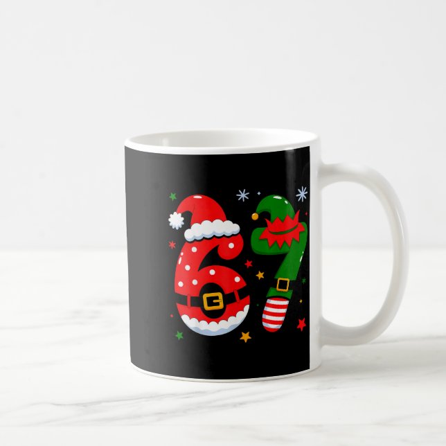 Funny 6 7 Six Seven Meme Christmas Santa Elf Coupl Kaffemugg (Höger)