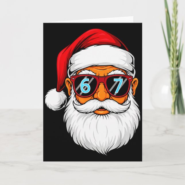 Funny 6 7 Six Seven Meme Santa Face Christmas Men  Kort (Framsida)