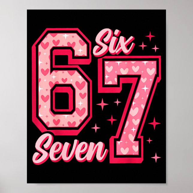 Funny 6 7 Six Seven Meme Saying Valentine Couple M Poster (Framsidan)