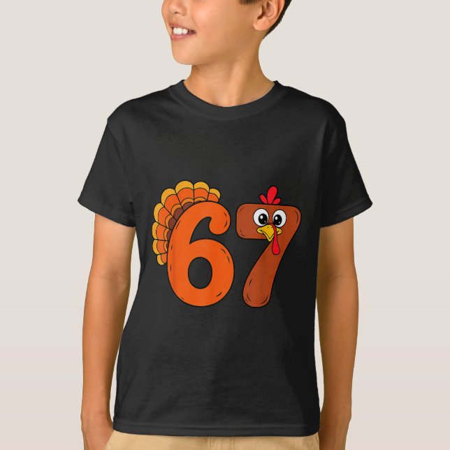 Funny 6 7 Six Seven Meme Thanksgiving Turkey Holid T Shirt (Framsida)