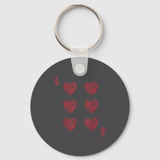 Funny 6 7 Valentine Love Heart Playing Card Couple Nyckelring (Framsida)