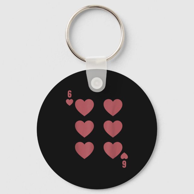 Funny 6 7 Valentine Love Heart Playing Card Matchi Nyckelring (Framsida)