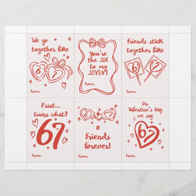 Funny 6 7 Valentine’s Day Cards for Classroom Brevhuvud (Framsida)