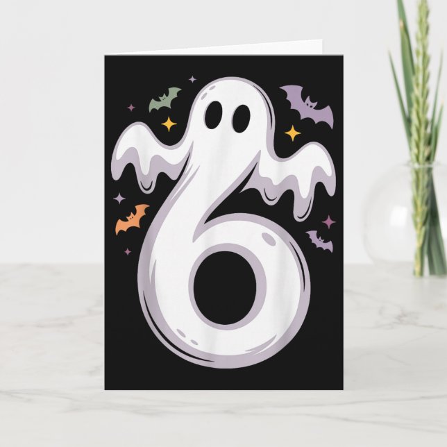 Funny 6 Ghost Meme Halloween Costume Matching Desi Kort (Framsida)