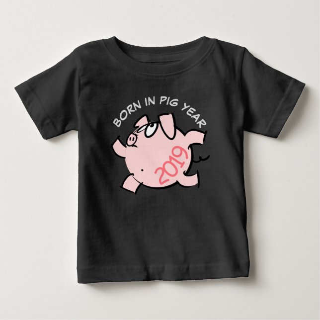 Funny 6 Tecknader Illustration Rosa Gris 2019 Baby T Shirt (Framsida)