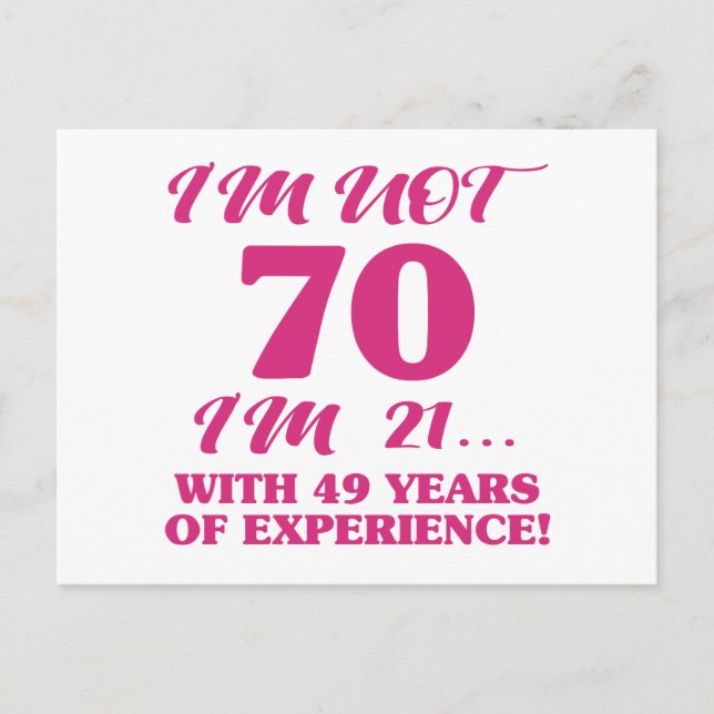 Funny 70:e födelsedagen vykort (Framsida)