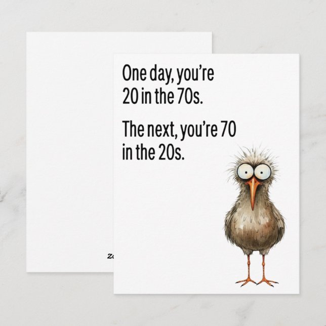 Funny 70th Birthday Card Dad Old Age Bird Julkort (Fram/baksida)