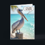 Funny 75:e Birthday Pelican Kort<br><div class="desc">En pelikan som bär solglasögon står tryggt på en trädoppling vid havet under en 75:e-födelsedag. All text kan ändras.</div>