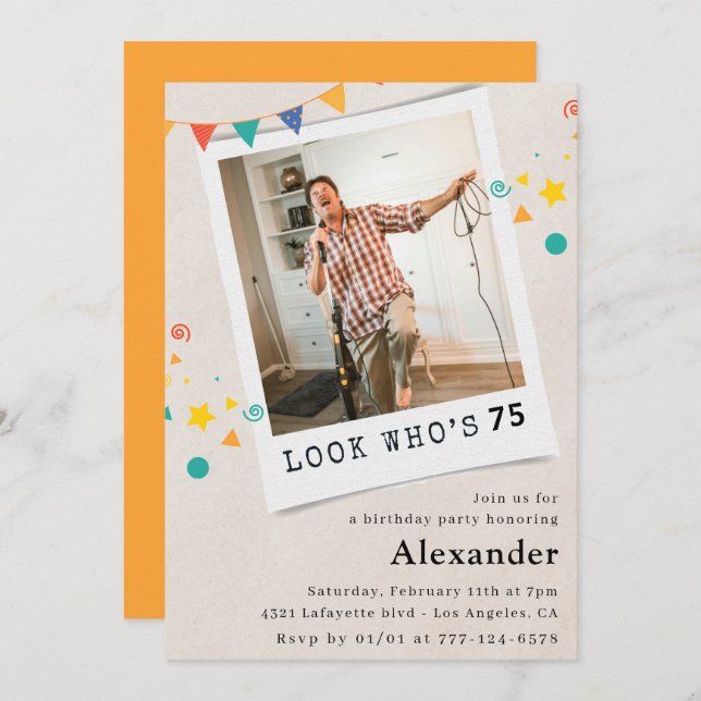 Funny 75:e-födelsedagsinbjudningar Manar Roligt Ph Inbjudningar (Fram/baksida)
