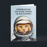Funny 75:e Orbit Birthday Kort<br><div class="desc">Det fina hälsningskortet i 75:e,  som är 75 år gammalt,  lyckönskar någon som blir 75 år gammal</div>
