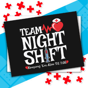 Funny 7:05 Teamet Nattskift sjuksköterskeuppskattn Vykort