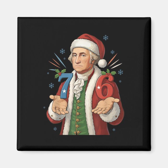 Funny 7-6 6-7 George Washington Santa 67 Meme Chri Magnet (Framsidan)
