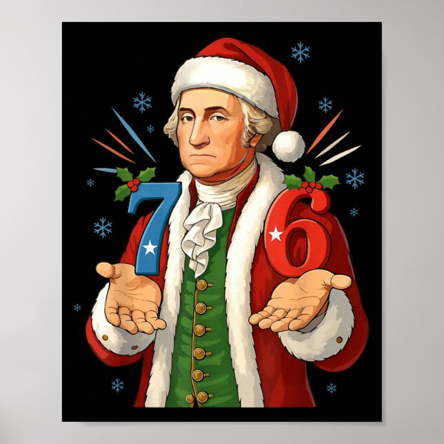 Funny 7-6 6-7 George Washington Santa 67 Meme Chri Poster (Framsidan)