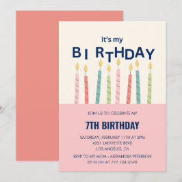 Funny 7:e-födelsedagsinbjudan Birthday Candle Inbjudningar