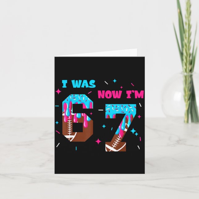 Funny 7 Year Old Birthday Football Ice Cream Drip  Kort (Framsida)