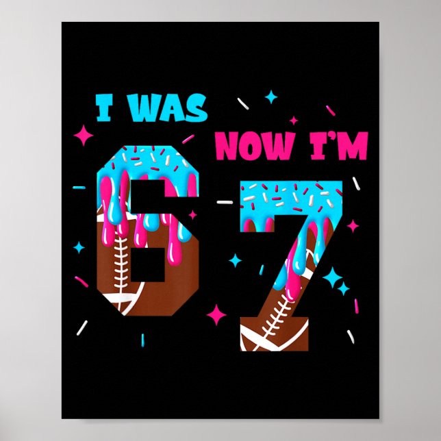 Funny 7 Year Old Birthday Football Ice Cream Drip  Poster (Framsidan)