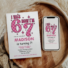 Funny 7th Birthday | “I Was 6, Now 7” Party Inbjudningar