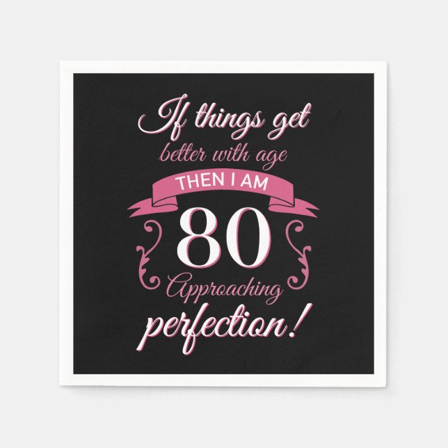 Funny 80:e födelsedag "Perfektion" Pappersservett (Framsidan)