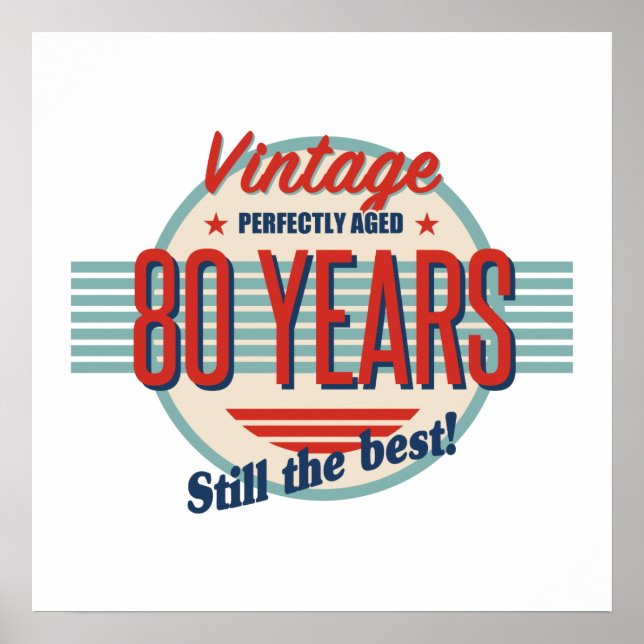 Funny 80:e födelsedagen gammal fashioned poster (Framsidan)