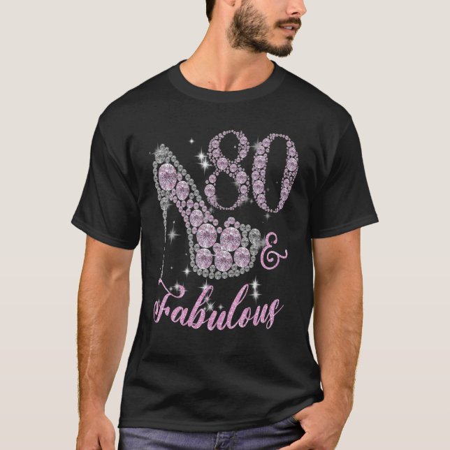 Funny 80 Fabulous Sparkly Pumps Shoes 80:e födelse T Shirt (Framsida)