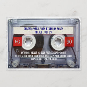 Funny 80-talskassett Mixtape 40:e födelsedagen Par Inbjudningar