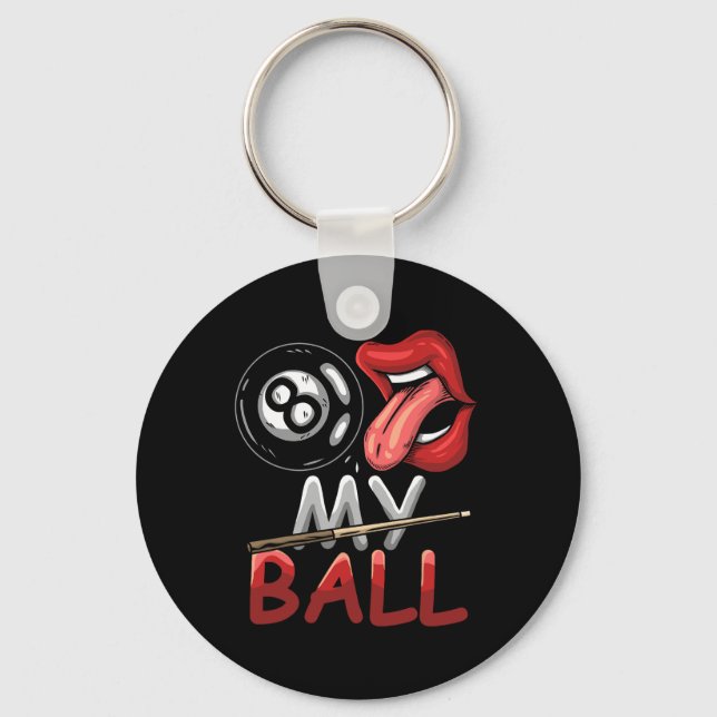 Funny 8 Boll Billiard Bassäng Player Åtta Boll Bil Nyckelring (Framsida)