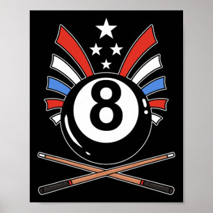 Funny 8 Boll Billiard Bassäng Player Åtta Boll Bil Poster