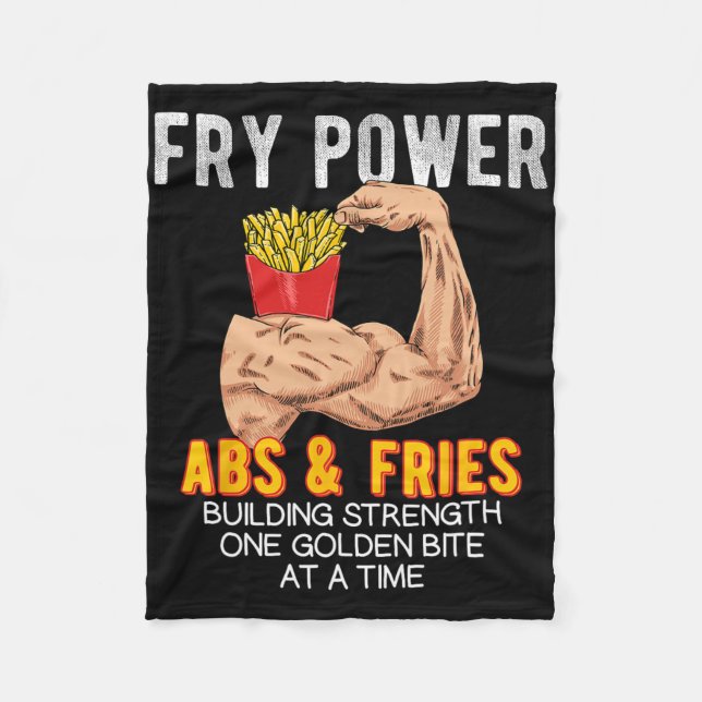 Funny Abs Exercise Fransk Fries Muscle Byggnad Bo Fleecefilt (Framsidan)