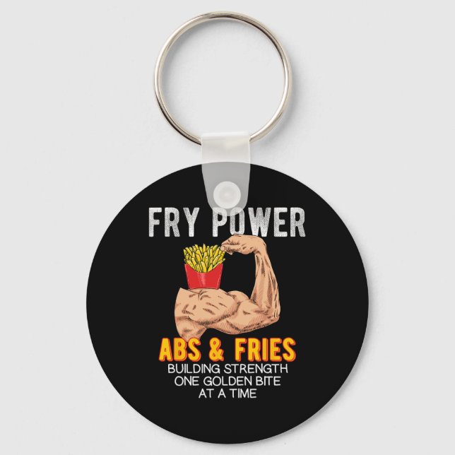 Funny Abs Exercise Fransk Fries Muscle Byggnad Bo Nyckelring (Framsida)