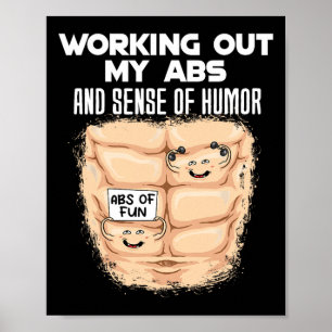 Funny Abs Exercise Muscle Byggnad Bodybuilding 1 Poster