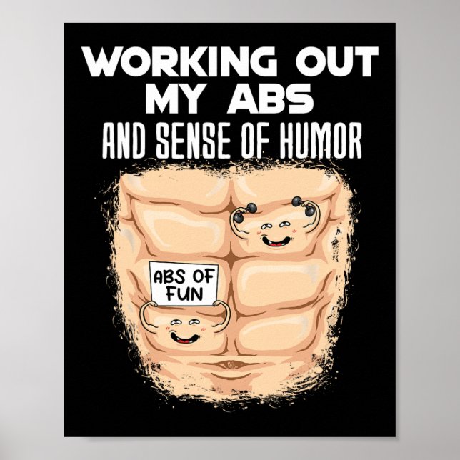 Funny Abs Exercise Muscle Byggnad Bodybuilding 1 Poster (Framsidan)