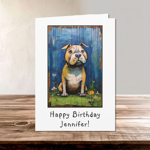 Funny Abstrakt Bulldog Grattis på födelsedagen Nam Kort