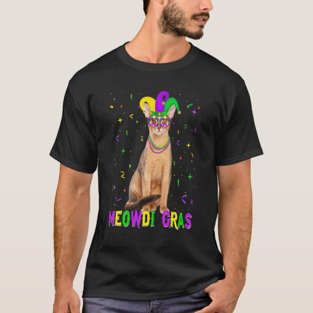 Funny Abyssinian Cat Lover Meowdi Gras Mardi Gras T Shirt (Framsida)