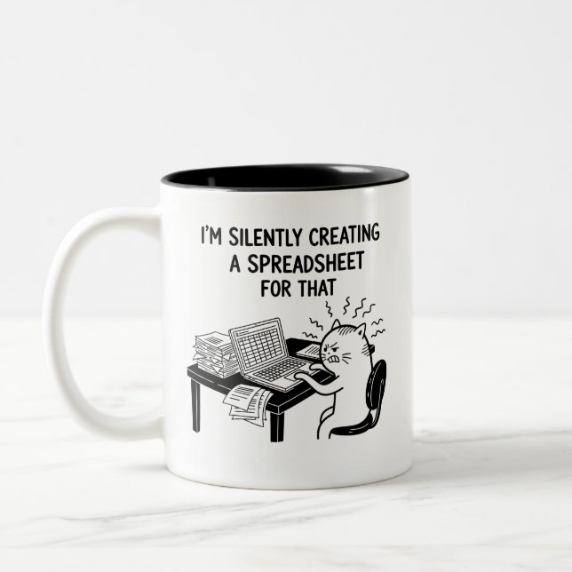 Funny Accountant Cat Stressed Meme Mug Två-Tonad Mugg (Vänster)