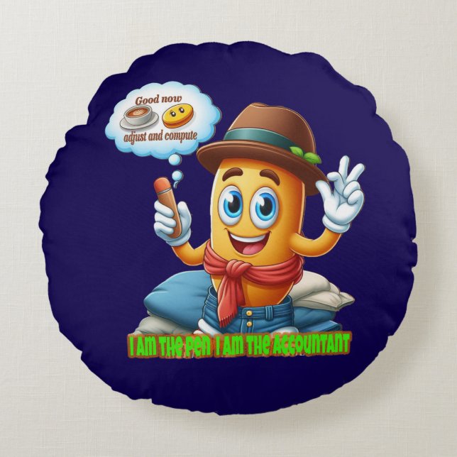 Funny Accountant Rund Kudde (Framsidan)