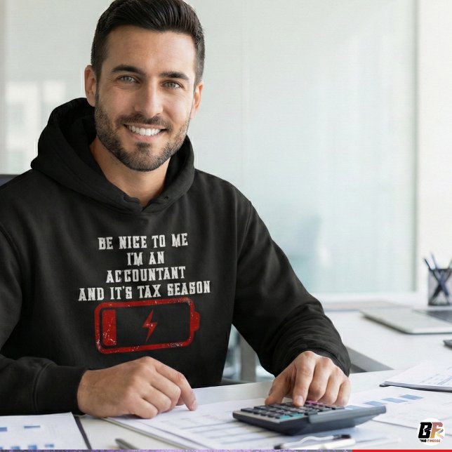 Funny Accountant Tax Season Low Battery Custom Nam Hoodie (Skapare uppladdad)