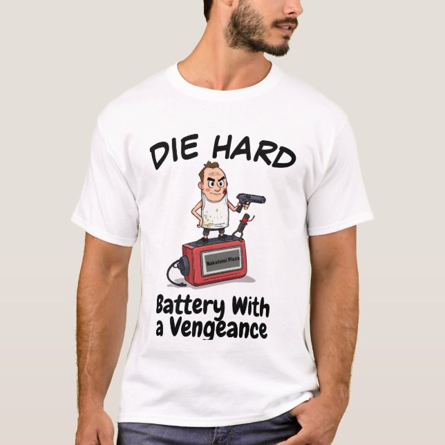 Funny Action Hero Battery Tecknad - Die HarD T Shirt (Framsida)