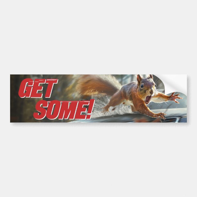 Funny Action Squirrel Bumper-etikett "Hämta lite" Bildekal (Framsidan)